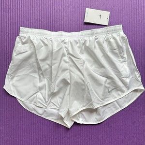 Womens Nike Tempo Running Lined White Shorts Logo Size Large Athletic Activewear